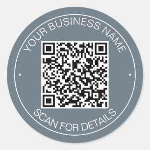 Pegatina Redonda Contacto inteligente de código QR azul turbio