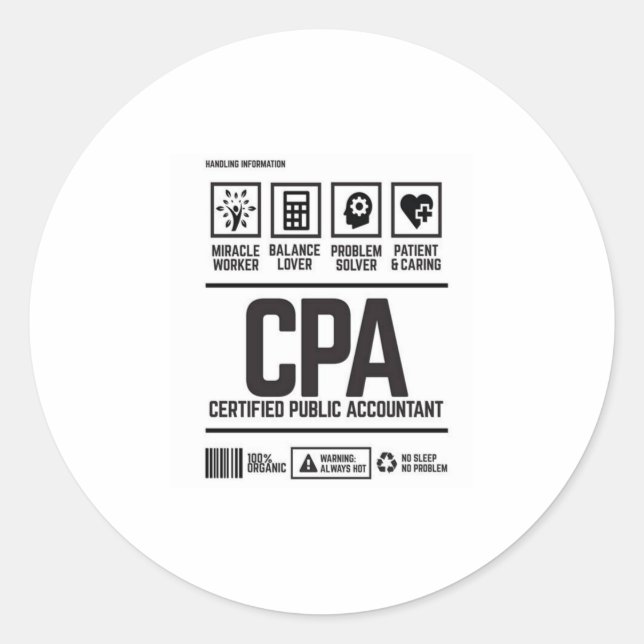 Pegatina Redonda contador público certificado-CPA (Anverso)