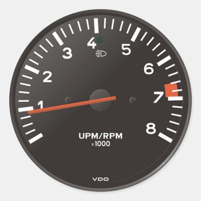 Pegatina Redonda Contador rev clásico 911 (coche antiguo refrigerad (Anverso)