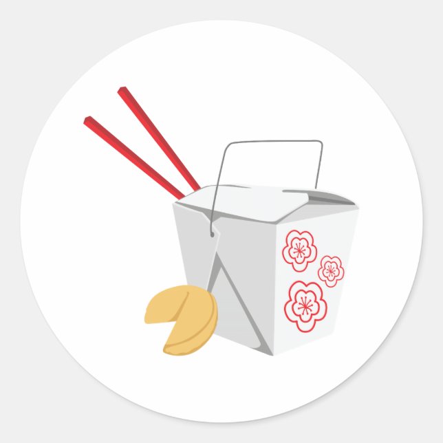 Pegatina Redonda Contenedor de comida chino (Anverso)