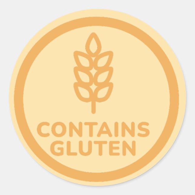 Pegatina Redonda Contener Celiac De Aviso De Alergia De Gluten (Anverso)