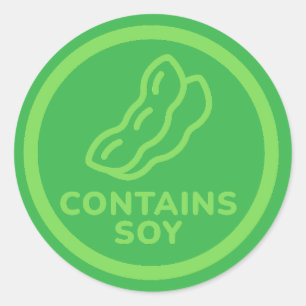 Pegatina Redonda Contiene advertencia de alergia a la soja Alimento