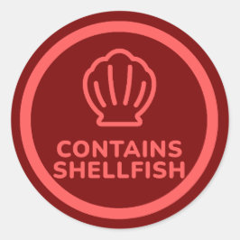 Pegatina Redonda Contiene advertencia de alergia a mariscos y pesca