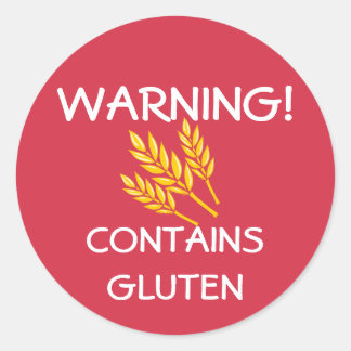 Pegatina Redonda Contiene Gluten Alimentos Alerta Alergia Roja