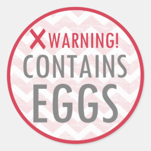 Pegatina Redonda Contiene Huevos Alergen Aviso Rojo