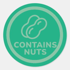 Pegatina Redonda Contiene Nueces Alergia Advertencia Peanut Cashew 