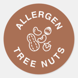 Pegatina Redonda Contiene Nueces de Árbol - Alerta de Alergia Alime