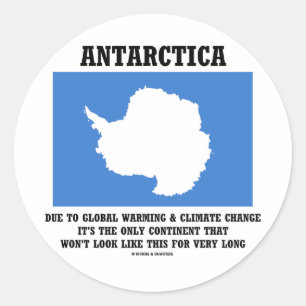 Pegatina Redonda Continente Antártico del calentamiento global