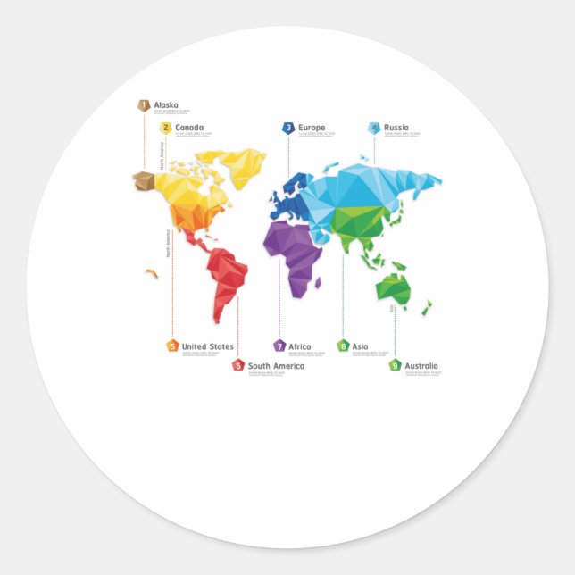 Pegatina Redonda Continentes (Anverso)