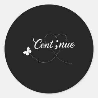 Pegatina Redonda Continúan el Semicolón las Camisas de Sensibilizac