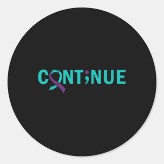 Pegatina Redonda Continuar Semicolón Prevención del Suicidio Concie
