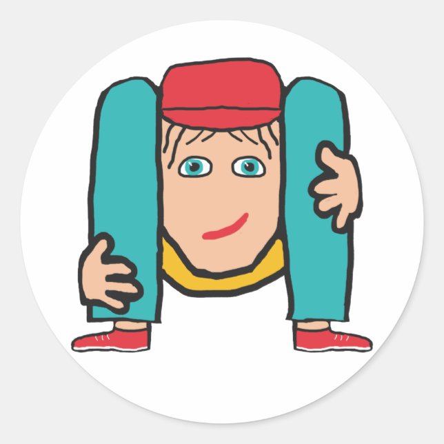 Pegatina Redonda Contorcionista (Anverso)