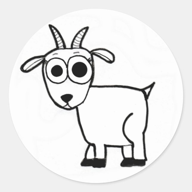 Pegatina Redonda Contorno de cabra (Anverso)