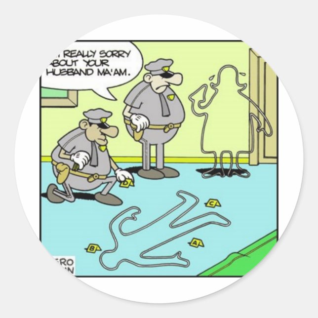 Pegatina Redonda Contorno de charla Diversos regalos de policía y c (Anverso)