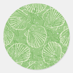 Pegatina Redonda Contorno de conchas