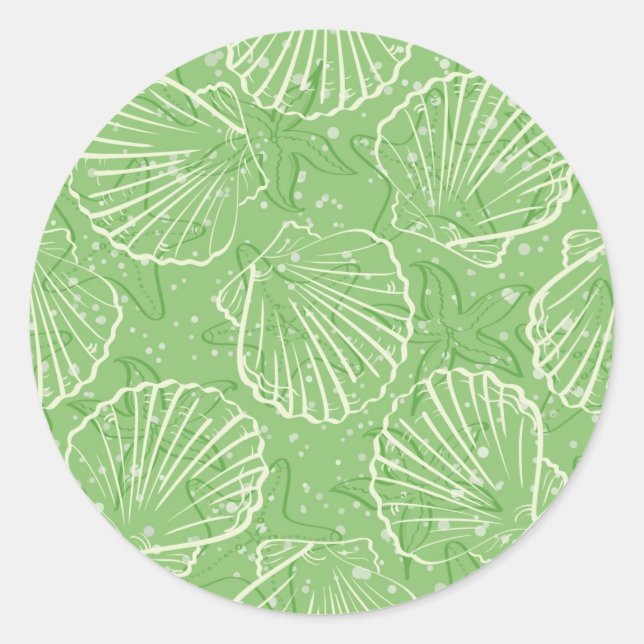 Pegatina Redonda Contorno de conchas (Anverso)