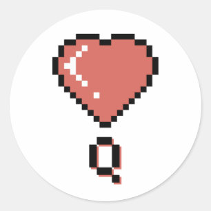 Pegatina Redonda contorno negro de la reina del corazón