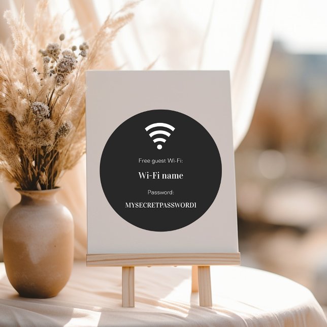 Pegatina Redonda Contraseña de la red wifi del cliente invitado neg (Subido por el creador)