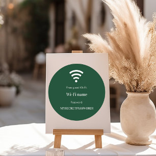Pegatina Redonda Contraseña de red wifi de cliente invitado esmeral