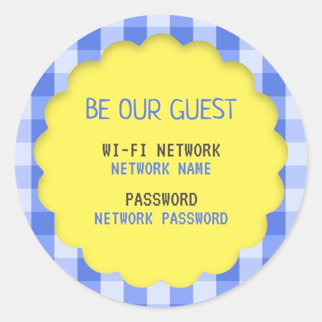 Pegatina Redonda Contraseña de Wifi (Anverso)