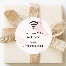 Pegatina Redonda Contraseña pin de red wifi para clientes invitados
