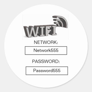 Pegatina Redonda Contraseña Wifi Negocios Moderna 