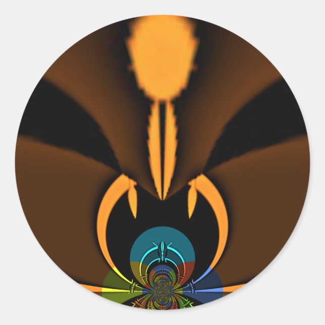 Pegatina Redonda Contraste de color abstracto de arte Imprimir (Anverso)