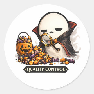 Pegatina Redonda Control de Calidad de Halloween Lindo Vampiro