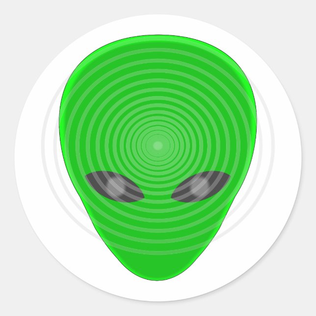 Pegatina Redonda Control de la mente de la cabeza de Alien (Anverso)