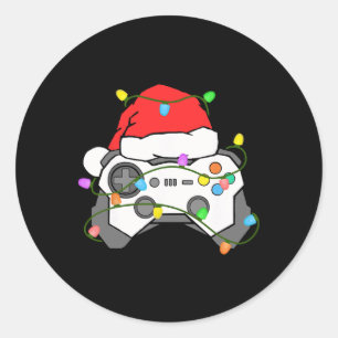 Pegatina Redonda Control de Navidad para Juegos de Video Sombrero d