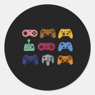 Pegatina Redonda Control de videojuegos Control de consola Retro de