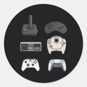 Pegatina Redonda Control de videojuegos Niños divertidos juegos par