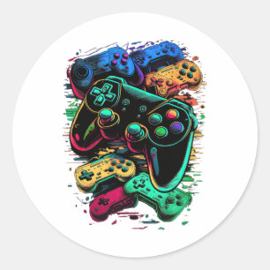 Pegatina Redonda Control del controlador de videojuegos 1