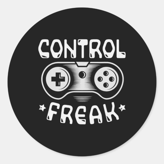 Pegatina Redonda Control Freak - Divertido jugador de videojuegos (Anverso)