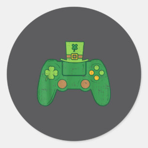 Pegatina Redonda Controlador de videojuegos chicos gamers irlandese