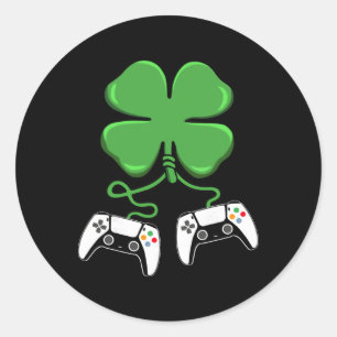 Pegatina Redonda Controlador de videojuegos chicos gamers irlandese