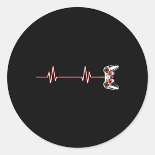 Pegatina Redonda Controlador De Videojuegos De Guay Heartbeat Para 