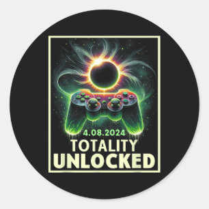 Pegatina Redonda Controlador de videojuegos Eclipse solar total 202