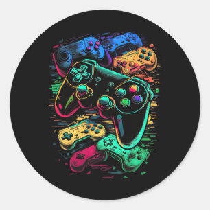 Pegatina Redonda Controlador de videojuegos Gamer 17