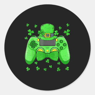 Pegatina Redonda Controlador de videojuegos irlandés Bow Tie St Pat