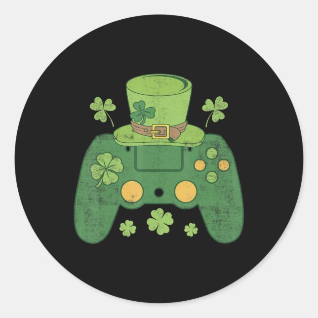 Pegatina Redonda Controlador de videojuegos Jugadores irlandeses Ha (Anverso)