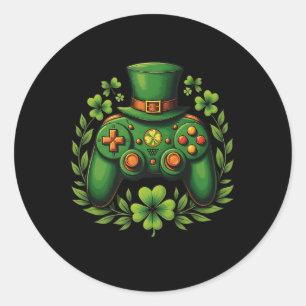 Pegatina Redonda Controlador de videojuegos Jugadores irlandeses St