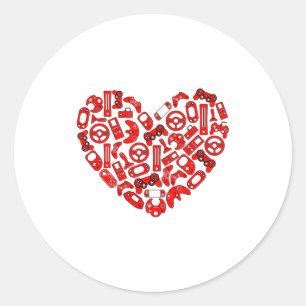 Pegatina Redonda Controlador de videojuegos para niños día de San V