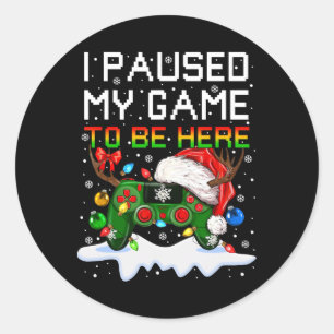 Pegatina Redonda Controlador de videojuegos Santa Hat Navidades Gam