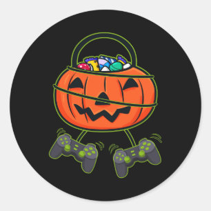 Pegatina Redonda Controladoras de la canasta de halloween Jack O La