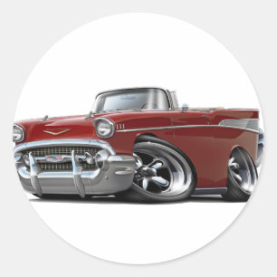 Pegatina Redonda Convertible marrón 1957 de Chevy Belair