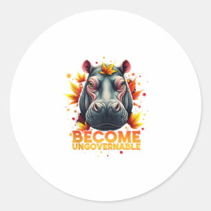 Pegatina Redonda Conviértete en un bebé retro ingobernable Hippo Mo