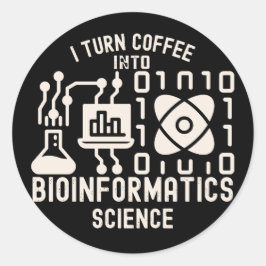 Pegatina Redonda Convierto el café en ciencia de bioinformática