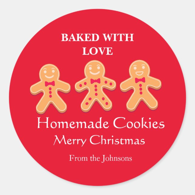 Pegatina Redonda Cookes caseras divertidas Gingerbread Men Holiday (Anverso)