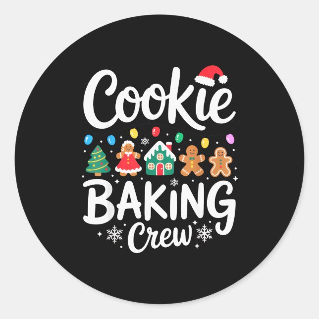 Pegatina Redonda Cookie Baking Crew Christmas Chefs Festive Holiday (Anverso)